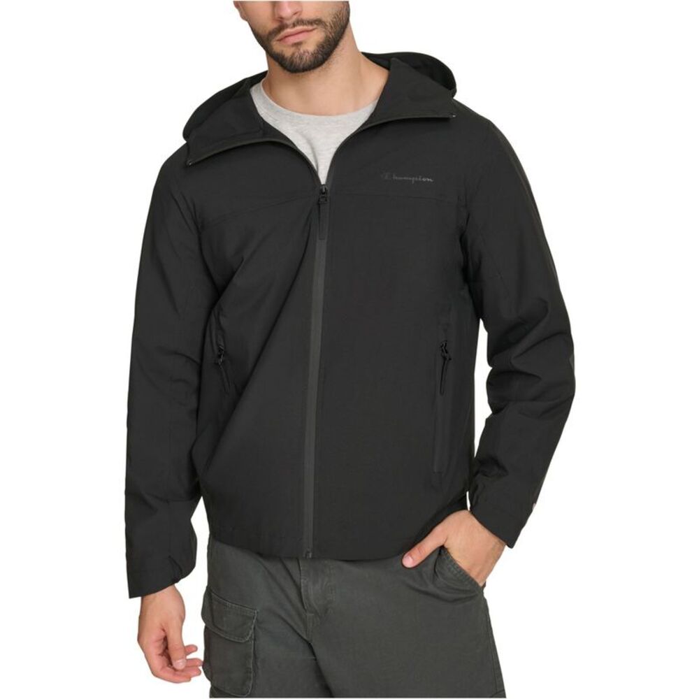 Champion Mens Logo Hooded Raincoat, NWT